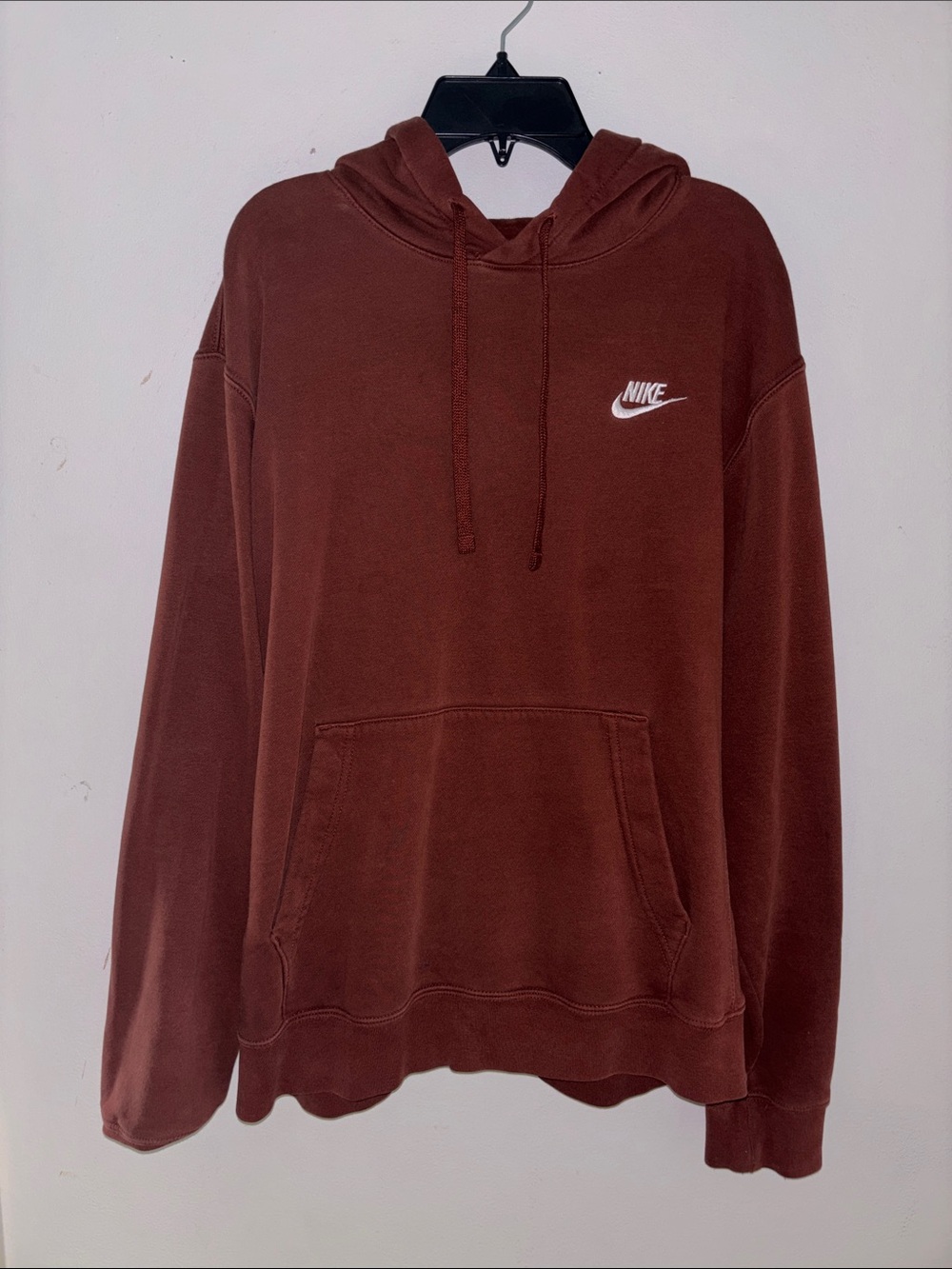 Nike Men's Brown Crewneck Hoodie with White Logo